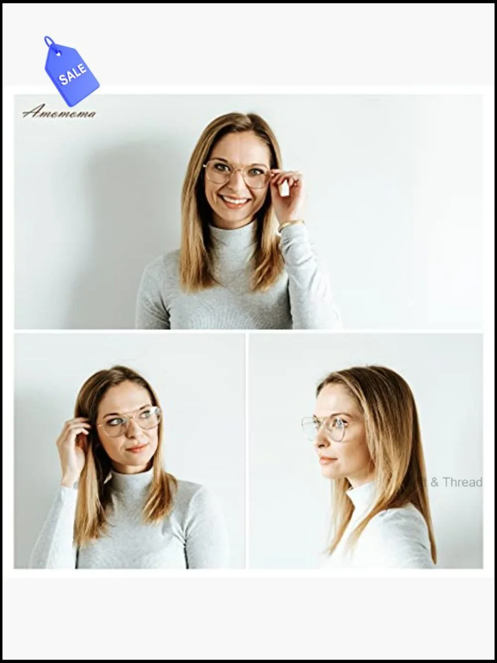 3-Pack Retro Aviator Reading Glasses Blue Light Blocking Square Metal Readers
